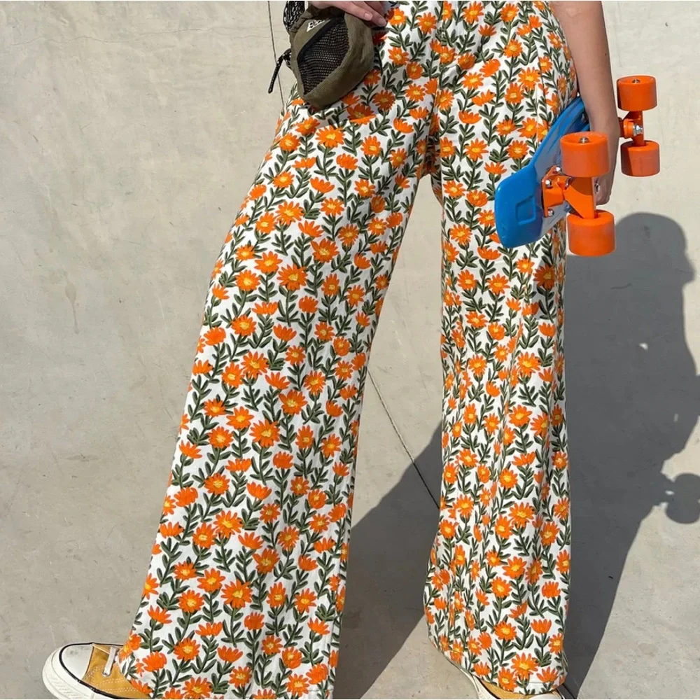NWT Lucy & Yak Denim Cole Floral Pants Size 42 - Picture 2 of 2